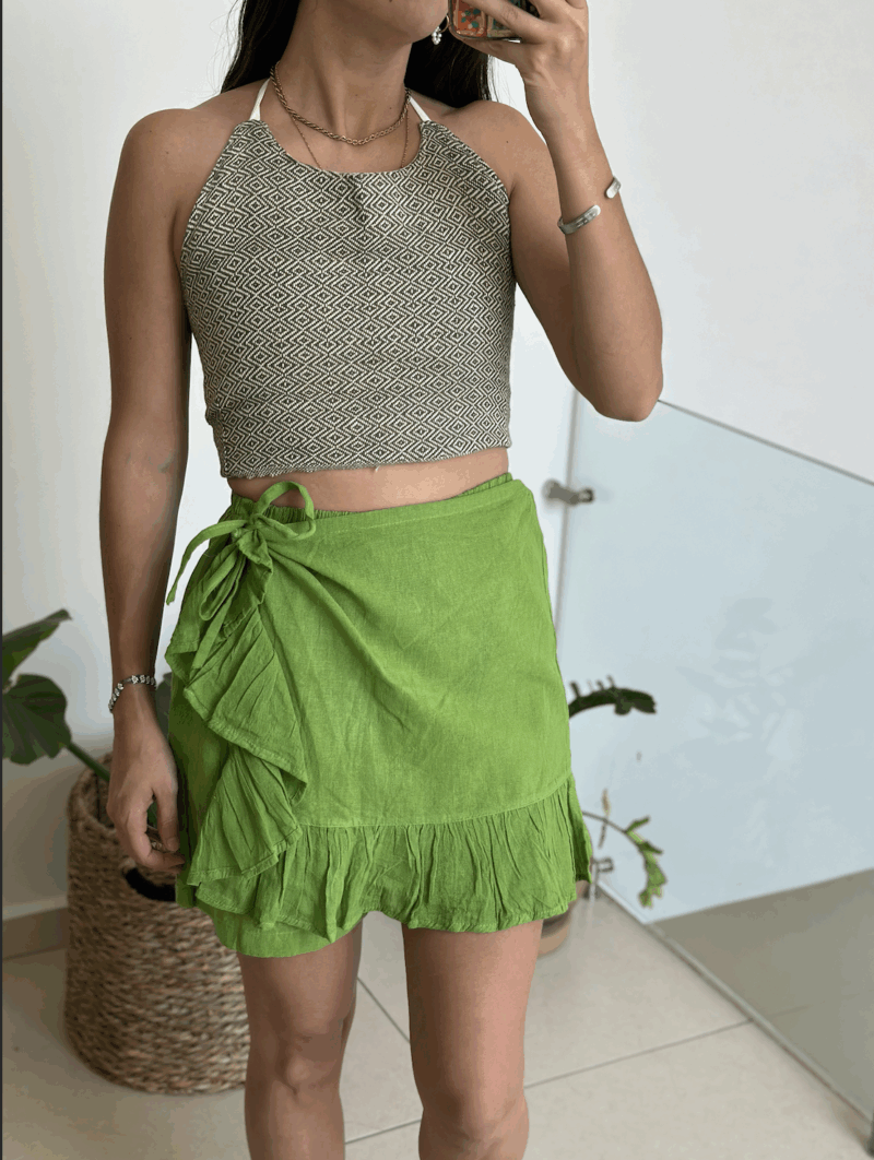 Falda Short Lucia Verde Limon - Imagen 3
